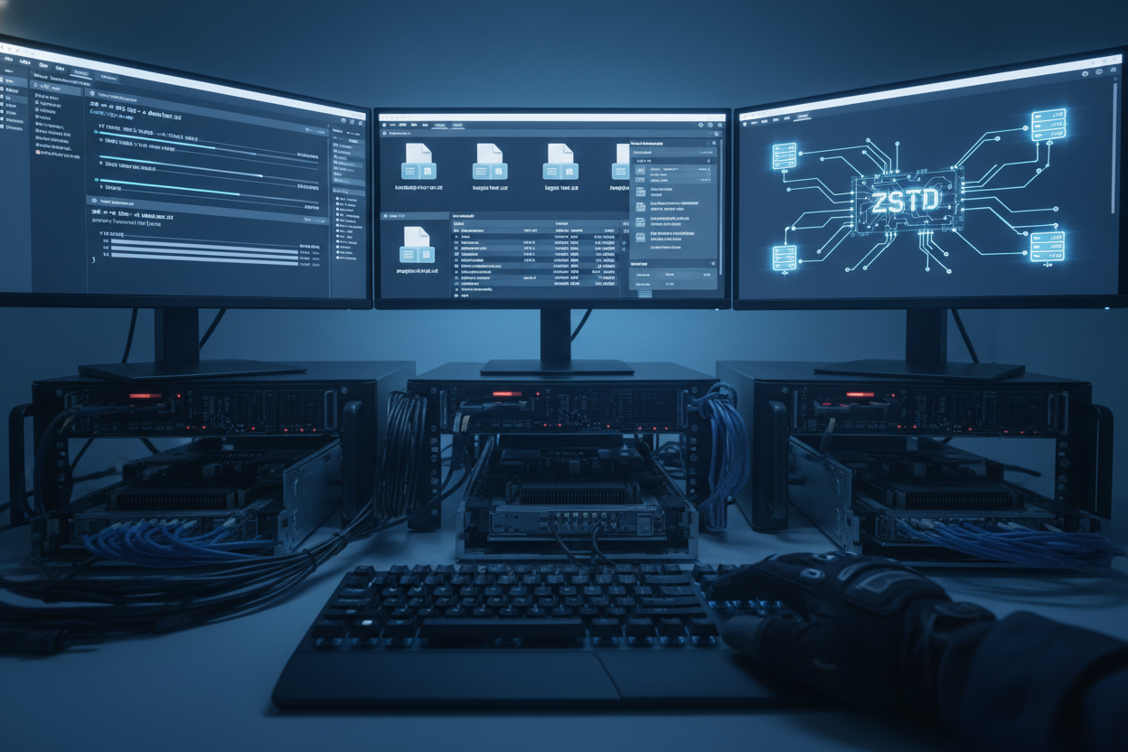 Cómo usar zstd para comprimir y descomprimir archivos, y cuándo conviene frente a zip, gzip y xz